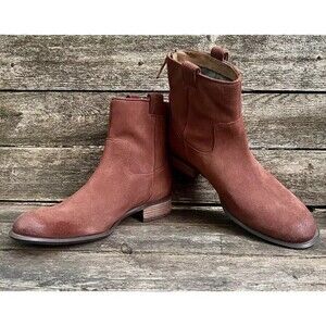 Nine West Suede Ankle Boots Womens 8.5 Rust Brown Modern Boho Western Biker Y2K